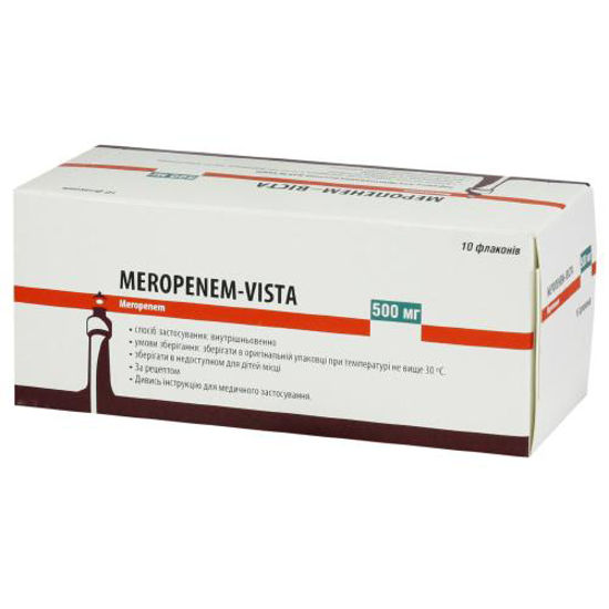 Меропенем-Віста порошок для ін‘єкцій 500 мг №10